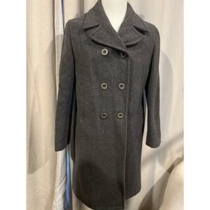 Polo Jeans Co Ralph Lauren Women's Pea Coat Large 75%wool 25% Nylon Gray